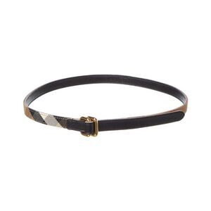 Burberry Check Canvas & Leather Belt, Black